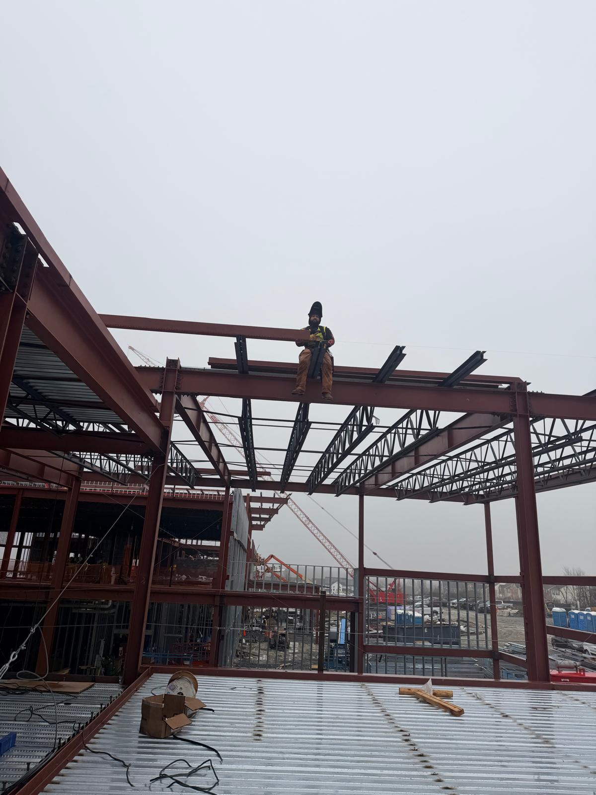 Structural steel erection in progress